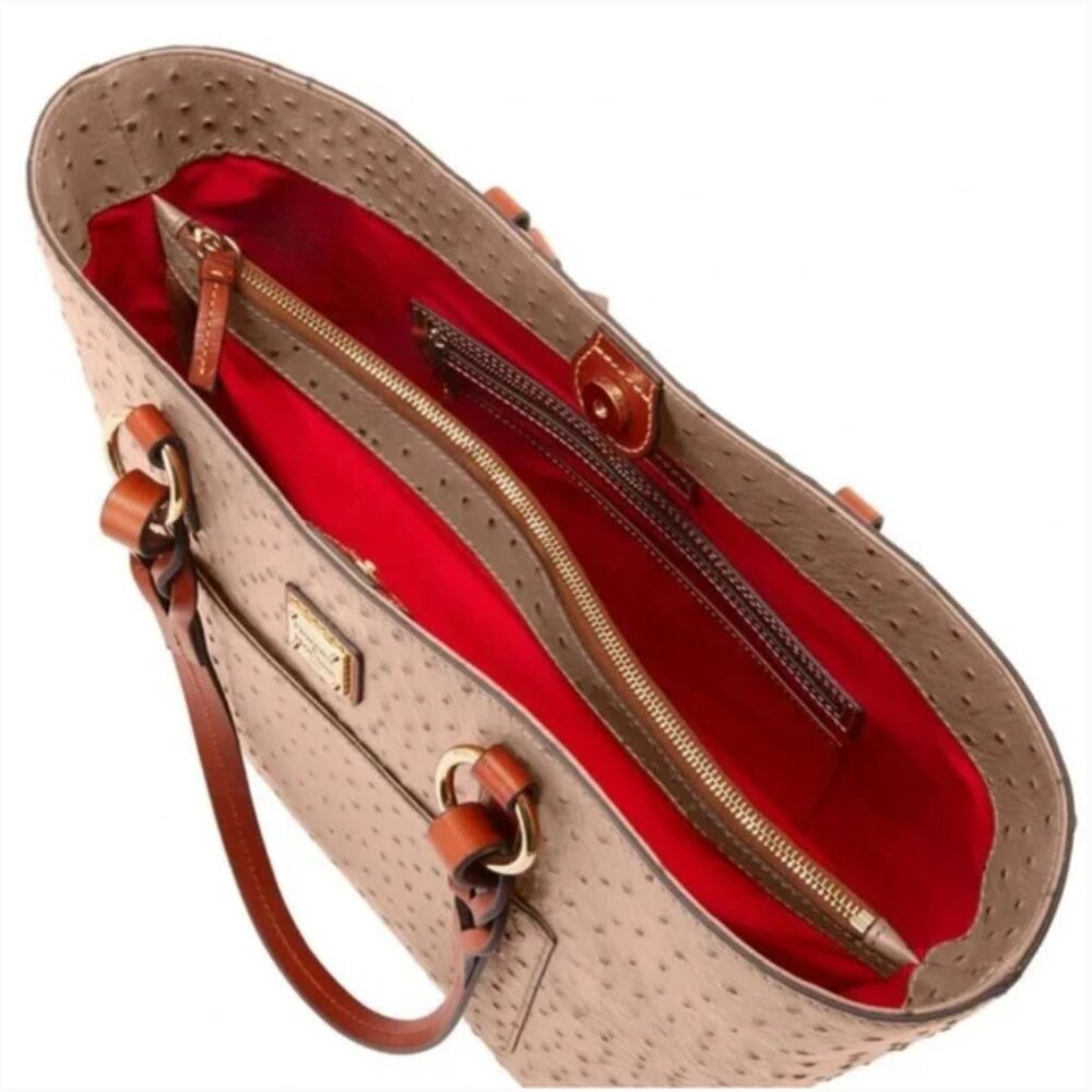 DOONEY & BOURKE - Tammy Tote Light Taupe Italian Leather Ostrich NEW $398 msrp - Picture 3 of 14